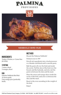 Palmina Nebbiolo Turkey Recipe Card